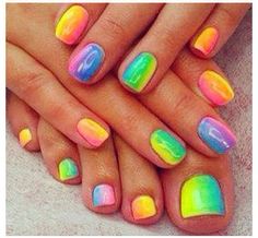 Rainbow Ombré Nails