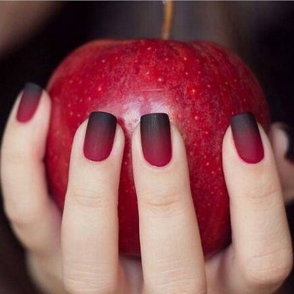 Red and Black Ombré Nails