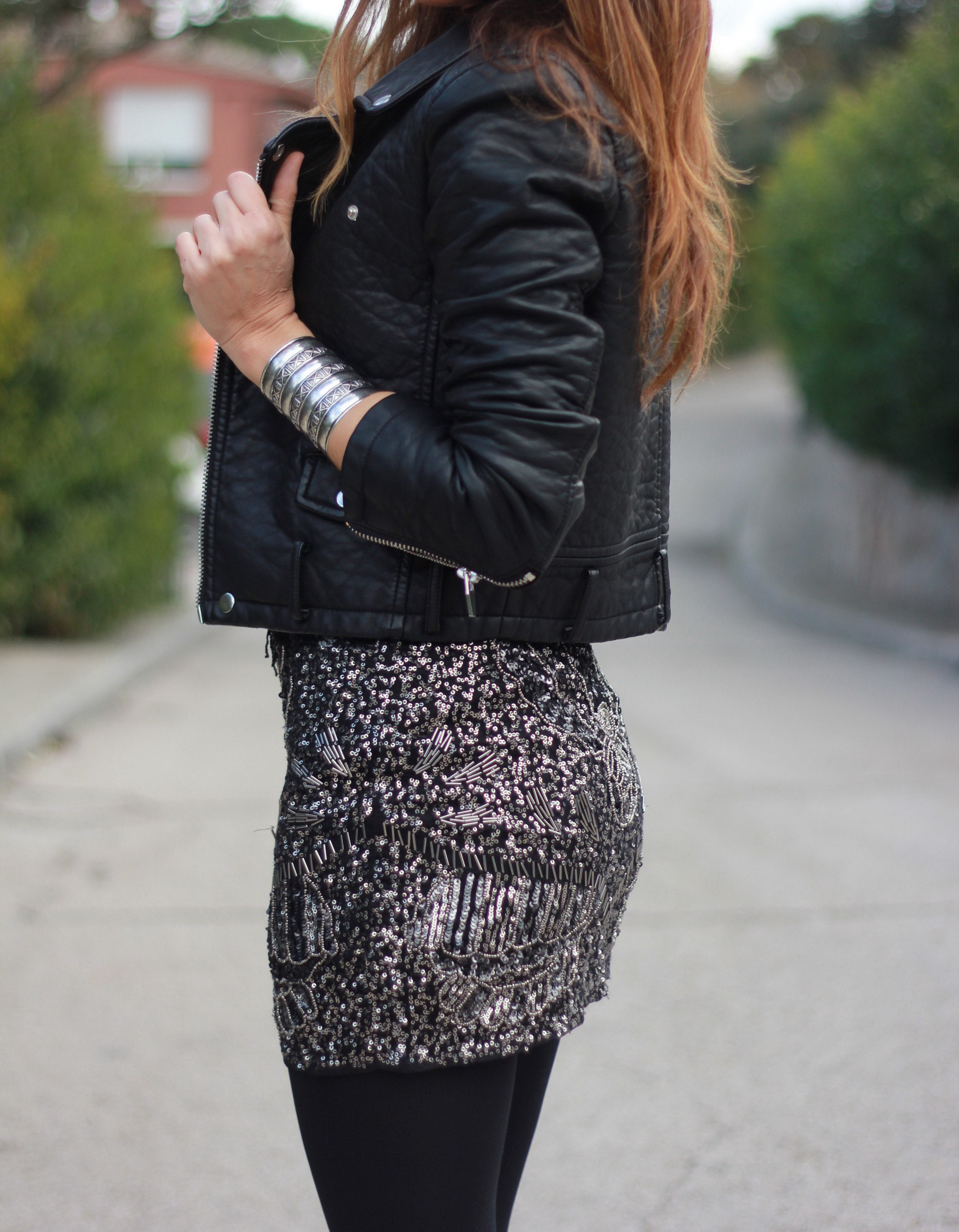 Black Sequin Mini Skirt Outfit