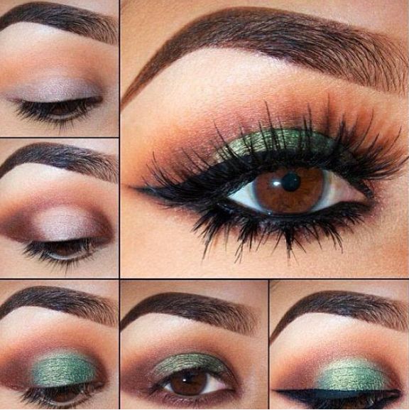 Green and Brown Smokey Eye