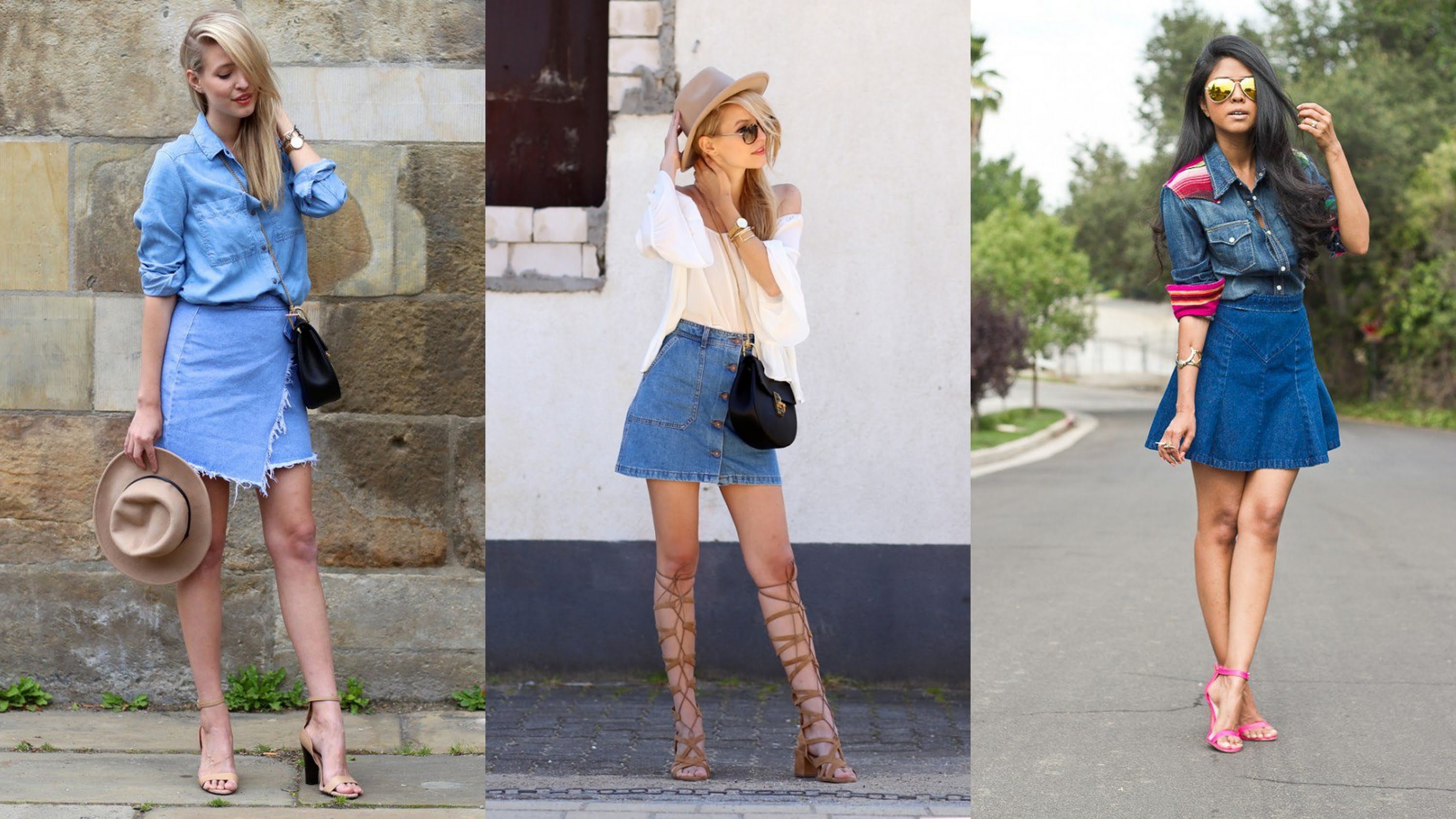 denim skirt outfit ideas for chubby