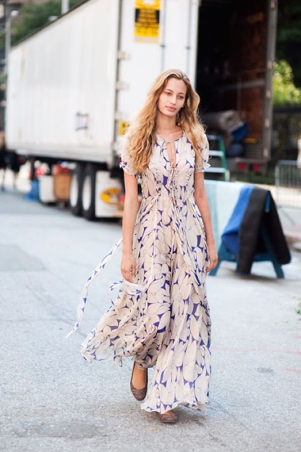 Closed Toe Shoes with Maxi Dress