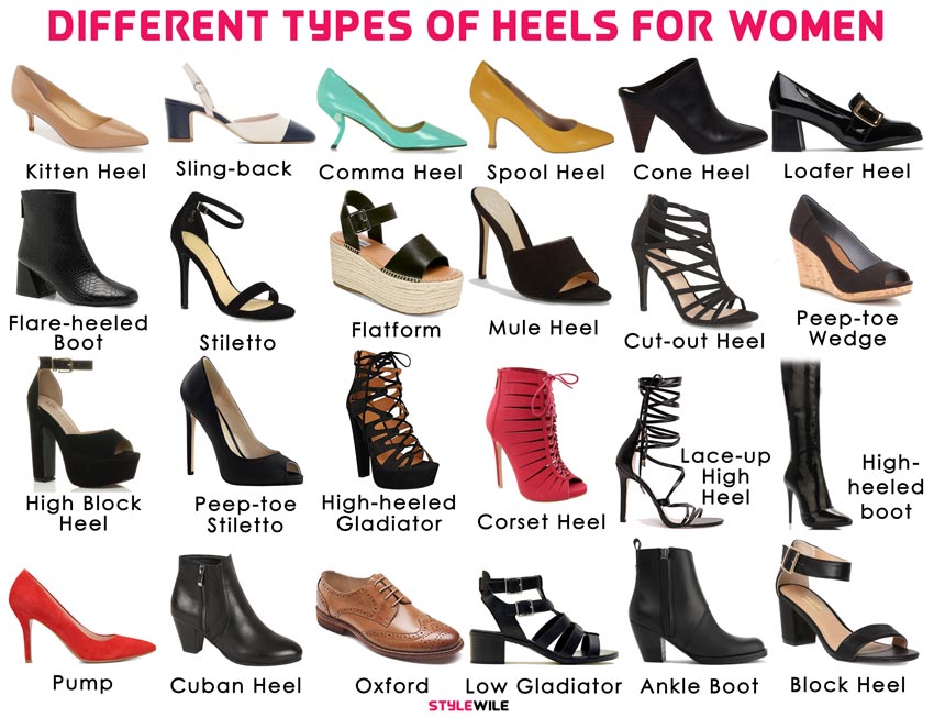 different types of women's heels