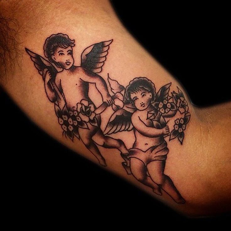 Pin by Carrie S on Angels and Cherubs  Traditional heart tattoos Arm  tattoos for guys Traditional tattoo